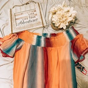 Colorful off shoulder top